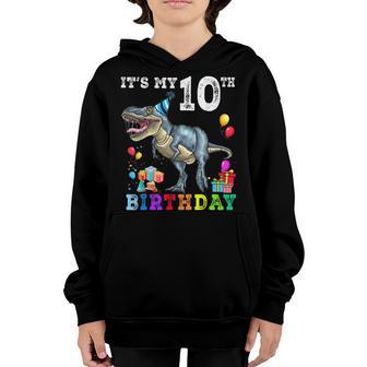10Th Birthday Gift 10 Year Old Boy Dino T Rex Dinosaur V5 Youth Hoodie - Thegiftio UK