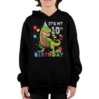 10Th Birthday Gift 10 Year Old Boy Dino T Rex Dinosaur Youth Hoodie - Thegiftio UK