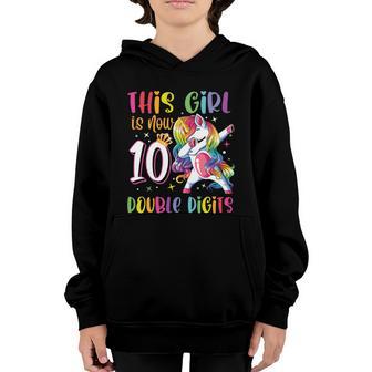 10Th Birthday Gift Girls This Girl Is Now 10 Double Digits Cool Gift Youth Hoodie - Thegiftio UK