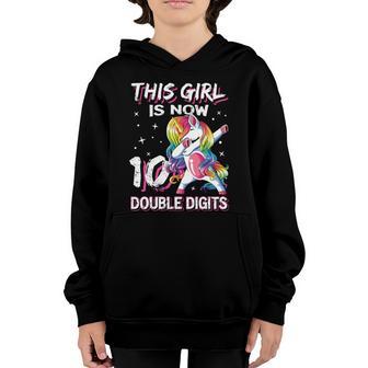 10Th Birthday Gift Girls This Girl Is Now 10 Double Digits Funny Gift Youth Hoodie - Thegiftio UK