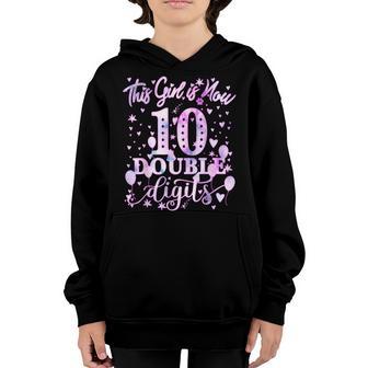 10Th Birthday Gift This Girl Is Now 10 Double Digits Tie Dye V2 Youth Hoodie - Thegiftio UK