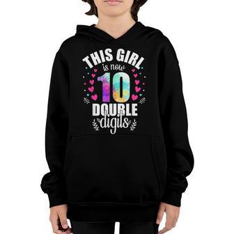 10Th Birthday Gifts This Girl Is Now 10 Double Digits V19 Youth Hoodie - Thegiftio UK