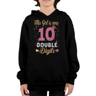 10Th Birthday Gifts This Girl Is Now 10 Double Digits V27 Youth Hoodie - Thegiftio UK