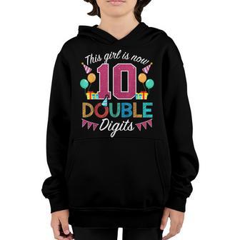 10Th Birthday Gifts This Girl Is Now 10 Double Digits V28 Youth Hoodie - Thegiftio UK