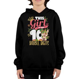 10Th Birthday Gifts This Girl Is Now 10 Double Digits V30 Youth Hoodie - Thegiftio UK