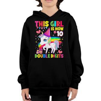 10Th Birthday Gifts This Girl Is Now 10 Double Digits V31 Youth Hoodie - Thegiftio UK