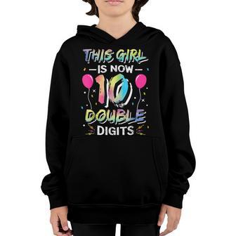 10Th Birthday Gifts This Girl Is Now 10 Double Digits V6 Youth Hoodie - Thegiftio UK