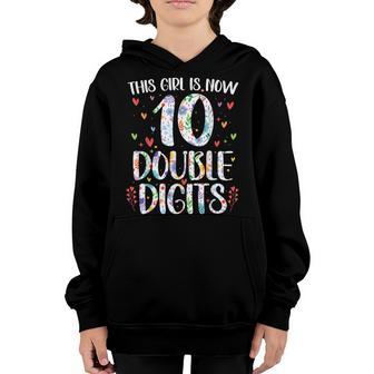 10Th Birthday Gifts This Girl Is Now 10 Double Digits V7 Youth Hoodie - Thegiftio UK