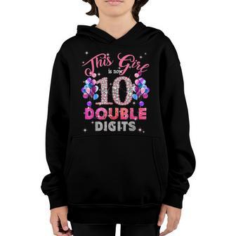 10Th Birthday Gifts This Girl Is Now 10 Double Digits Youth Hoodie - Thegiftio UK