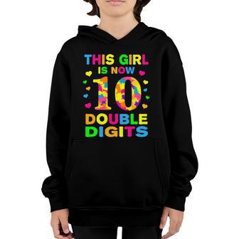 10Th Birthday This Girl Is Now 10 Double Digits Funny Gift V2 Youth Hoodie - Thegiftio UK