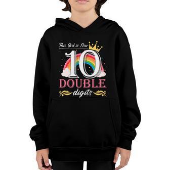 10Th Birthday This Girl Is Now 10 Double Digits Great Gift V2 Youth Hoodie - Thegiftio UK