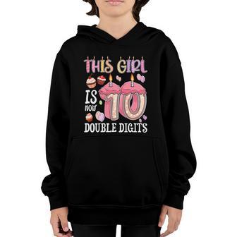 10Th Birthday This Girl Is Now 10 Years Old Double Digits Youth Hoodie - Thegiftio UK