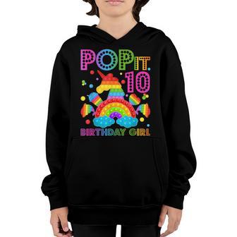 10Th Birthday Unicorn Fidget Pop It Birthday Girl 10 Year Youth Hoodie - Thegiftio UK