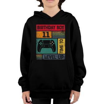 11 Year Old 11 Birthday Boy Time To Level Up Gamer Birthday Great Gift Youth Hoodie - Thegiftio UK