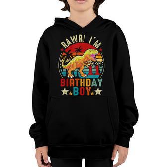 11 Year Old 11Th Birthday Boy T Rex Dinosaur Youth Hoodie - Thegiftio UK