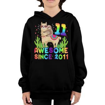 11 Year Old Awesome Since 2011 11Th Birthday Gift Girls N Youth Hoodie - Thegiftio UK
