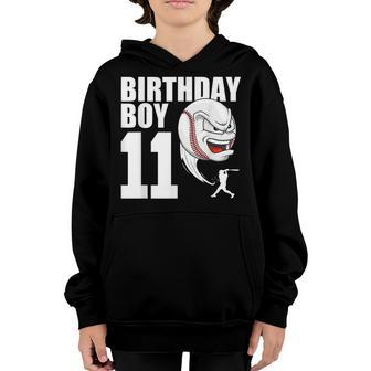 11 Year Old Baseball Birthday Party Theme 11Th Gift For Boy Youth Hoodie - Seseable