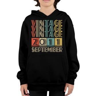 11 Year Old Gifts Vintage September 2011 11Th Birthday Boy Youth Hoodie - Thegiftio UK