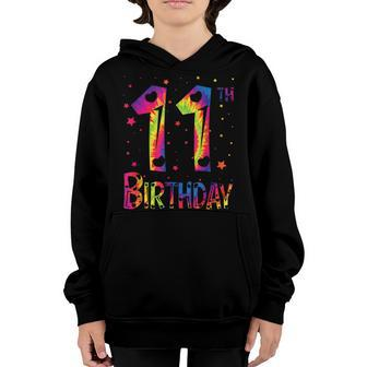 11 Year Old Girls -Boys Birthday 11Th Birthday Tie Dye Youth Hoodie - Seseable
