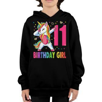 11 Year Old Unicorn Dabbing 11Th Birthday Girl Unicorn Party Youth Hoodie - Seseable