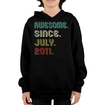 11 Years Old Awesome Since July 2011 11Th Birthday Gifts Youth Hoodie - Seseable