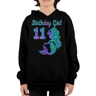 11 Years Old Birthday Girl Gifts Mermaid 11Th Birthday Youth Hoodie - Thegiftio UK