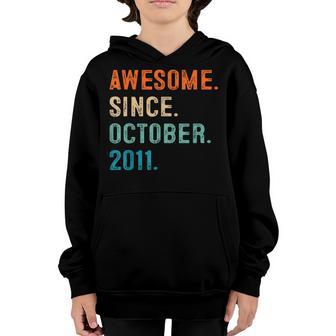 11 Years Old Gifts 11Th Bday Boys Awesome Since October 2011 Youth Hoodie - Thegiftio UK