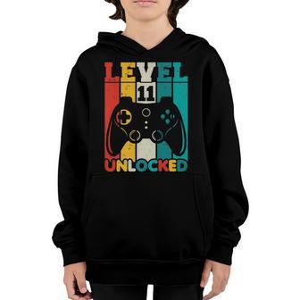 11Th Birthday Boy Level 11 Unlocked 11 Year Old Video Gamer Youth Hoodie - Thegiftio UK