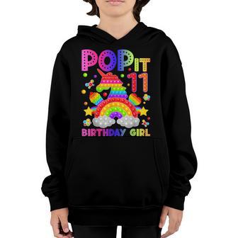 11Th Birthday Fidget Toy Pop It Birthday Girl 11 Year Old V2 Youth Hoodie - Thegiftio UK