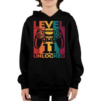 11Th Birthday Gamer Level 11 Unlocked Video Game Gaming Youth Hoodie - Seseable