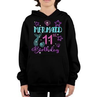 11Th Birthday Gifts Girl Mermaid Is 11 Years Old Birthday Youth Hoodie - Thegiftio UK