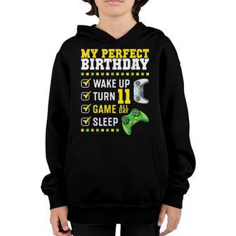 11Th Birthday Party Perfect For Gamer 11 Years Old Boy Kids Youth Hoodie - Thegiftio UK