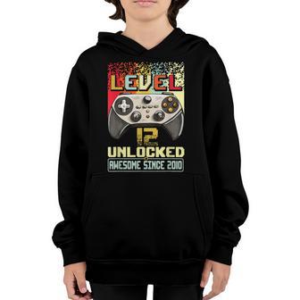 12 Year Old Boy Level 12 Unlocked Awesome 2010 Video Gamer Youth Hoodie - Thegiftio UK