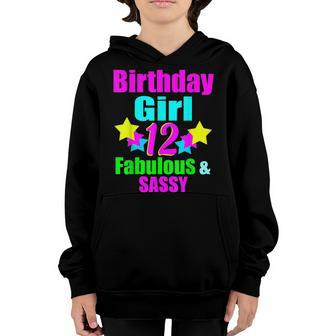 12 Year Old Girl Birthday Party Neon Bday Party Youth Hoodie - Thegiftio UK