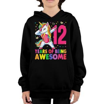 12 Year Old Unicorn Dabbing 12Th Birthday Girl Unicorn Party Youth Hoodie - Thegiftio UK