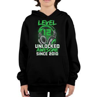12Th Birthday Boy Level 12 Unlocked Awesome 2010 Video Game Youth Hoodie - Thegiftio UK