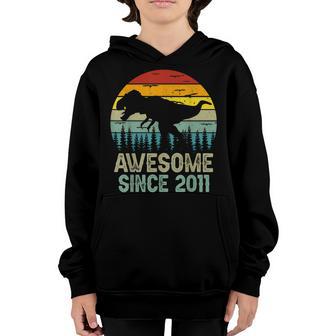 12Th Birthday Dinosaur 12 Year Old Boys Awesome Since 2011 Youth Hoodie - Thegiftio UK