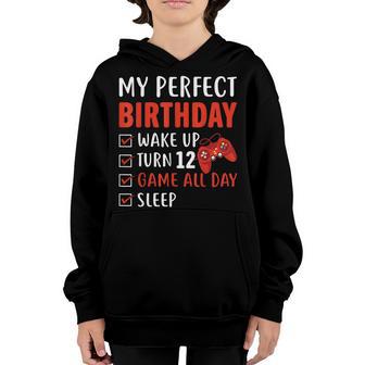 12Th Perfect Birthday Gaming 12 Years Old Gamer Boys Youth Hoodie - Thegiftio UK