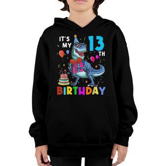 13 Year Old 13Th Birthday Boy T Rex Dinosaur Youth Hoodie - Thegiftio UK