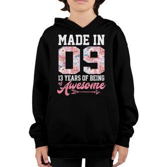 13 Year Old Made In 2009 13Th Birthday Gift Girls Nager Youth Hoodie - Thegiftio UK