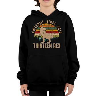 13 Years Old Boy Dinosaur T-Rex Awesome Since 2010 Birthday Youth Hoodie - Thegiftio UK