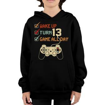 13 Yrs Old Gift Boy Video Gamer Birthday Party 13Th Birthday Youth Hoodie - Thegiftio UK