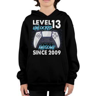 13Th Birthday Boy Level 13 Unlocked Awesome 2009 Video Gamer V3 Youth Hoodie - Thegiftio UK