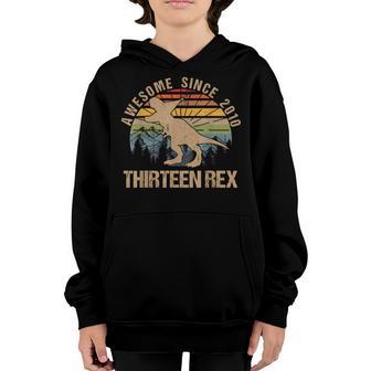 13Th Birthday Dinosaur 13 Year Old Boys Awesome Since 2010 Youth Hoodie - Thegiftio UK