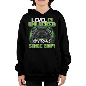 13Th Birthday Gift Boy Level 13 Unlocked Awesome 2009 Gamer Youth Hoodie - Thegiftio UK