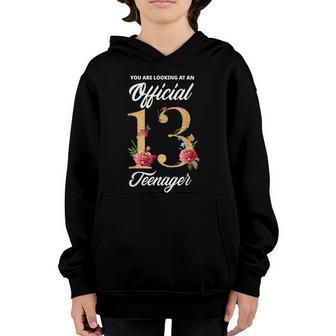 13Th Birthday Girls 13 Years Official Nager Birthday Graphic Design Printed Casual Daily Basic Youth Hoodie - Thegiftio UK