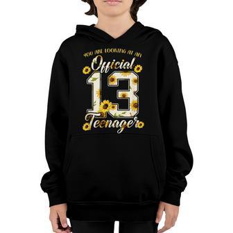 13Th Birthday Girls 13 Years Sunflower Official Nager Youth Hoodie - Thegiftio UK