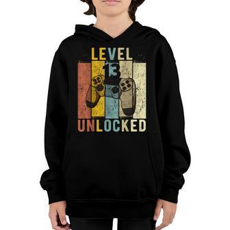 13Th Birthday Level 13 Unlocked Video Gamer Gift Youth Hoodie - Thegiftio UK
