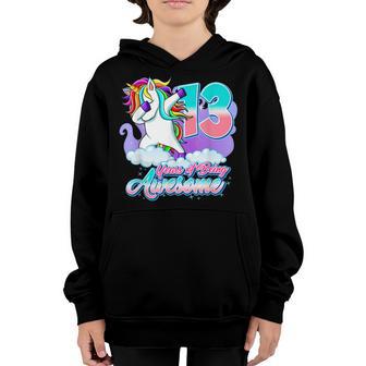 13Th Birthday Unicorn Dabbing 13 Year Old Gift Girls Ns Youth Hoodie - Thegiftio UK