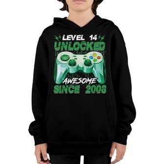 14 Year Old Boy Level 14 Unlocked Video Gamer 14Th Birthday Youth Hoodie - Thegiftio UK